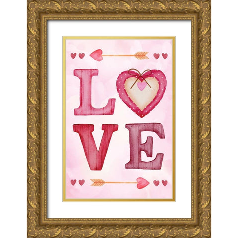 Love Gold Ornate Wood Framed Art Print with Double Matting by ND Art