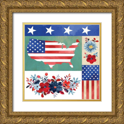 American Icons Gold Ornate Wood Framed Art Print with Double Matting by ND Art
