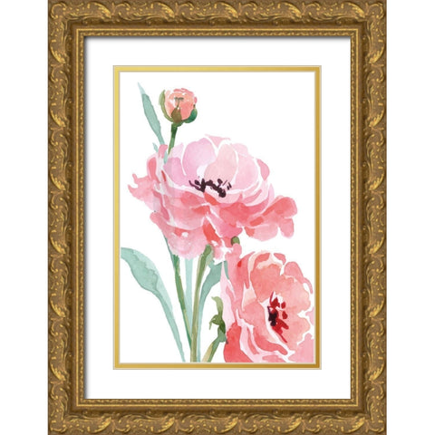Blush III Gold Ornate Wood Framed Art Print with Double Matting by ND Art