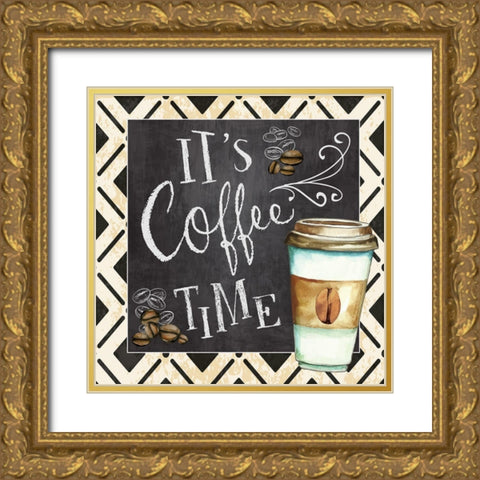 Coffee Time Gold Ornate Wood Framed Art Print with Double Matting by ND Art