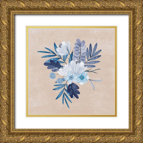 My Blue Floral II Gold Ornate Wood Framed Art Print with Double Matting by ND Art