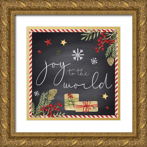 Joy to the World Gold Ornate Wood Framed Art Print with Double Matting by ND Art