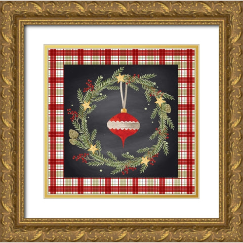 Christmas Ornament Gold Ornate Wood Framed Art Print with Double Matting by ND Art