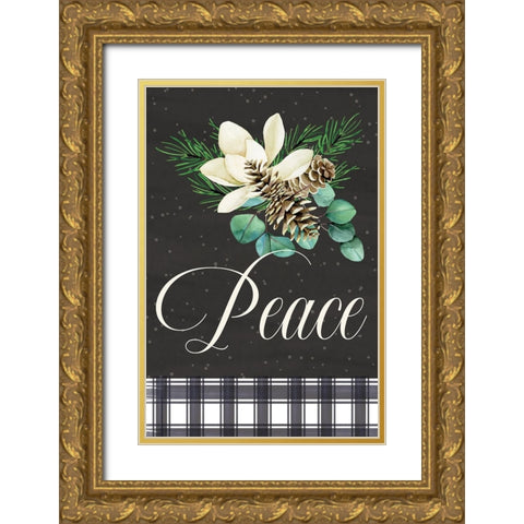 Peace Gold Ornate Wood Framed Art Print with Double Matting by ND Art