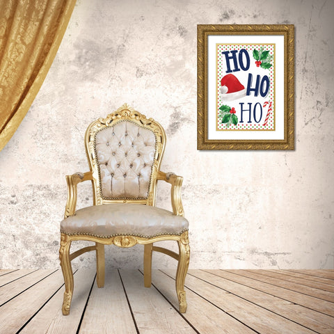 Ho Ho Ho Gold Ornate Wood Framed Art Print with Double Matting by ND Art
