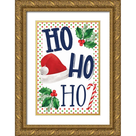 Ho Ho Ho Gold Ornate Wood Framed Art Print with Double Matting by ND Art