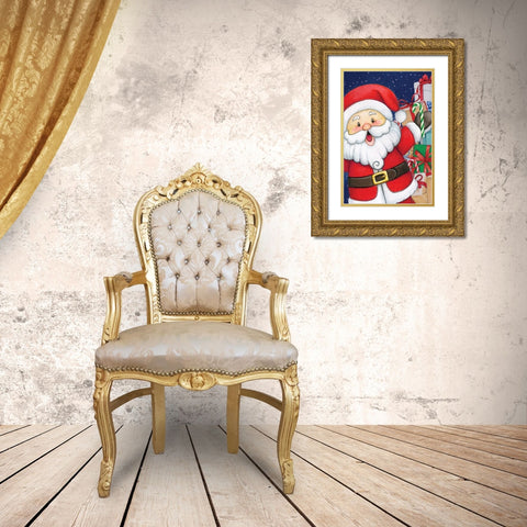 Santa Gold Ornate Wood Framed Art Print with Double Matting by ND Art
