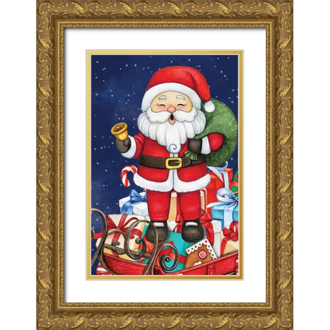 Santa II Gold Ornate Wood Framed Art Print with Double Matting by ND Art
