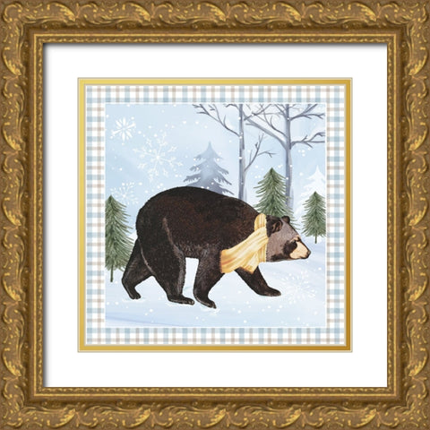 Winter Bear Gold Ornate Wood Framed Art Print with Double Matting by ND Art