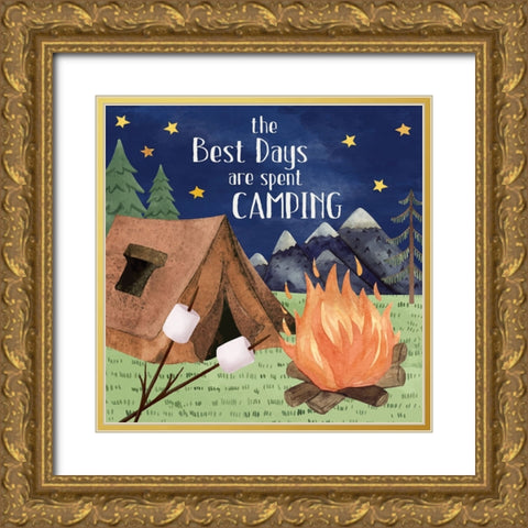 Best Camping Days Gold Ornate Wood Framed Art Print with Double Matting by ND Art