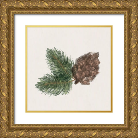 Pinecone Gold Ornate Wood Framed Art Print with Double Matting by ND Art