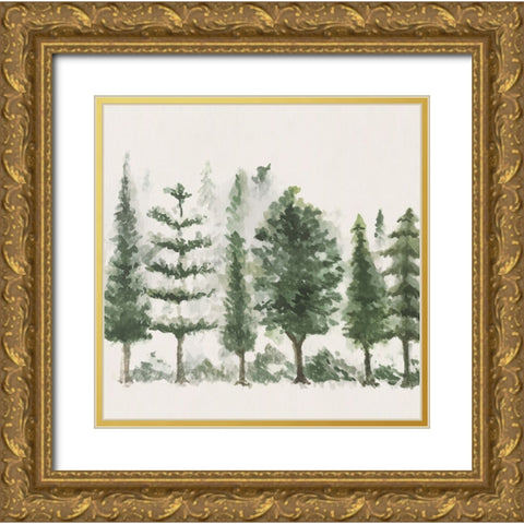 Trees Gold Ornate Wood Framed Art Print with Double Matting by ND Art