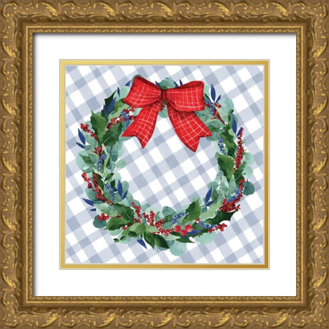 Wreath Gold Ornate Wood Framed Art Print with Double Matting by ND Art