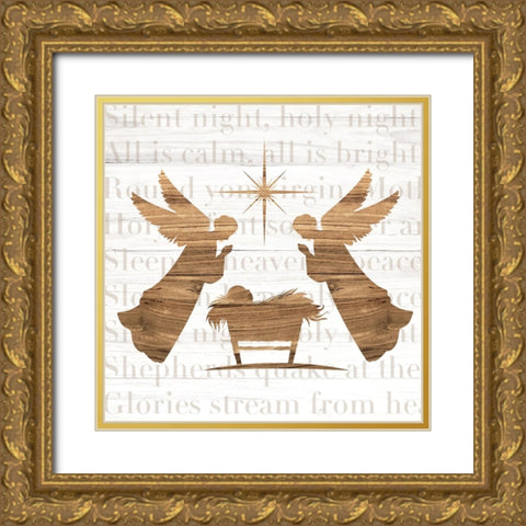 Nativity Gold Ornate Wood Framed Art Print with Double Matting by ND Art