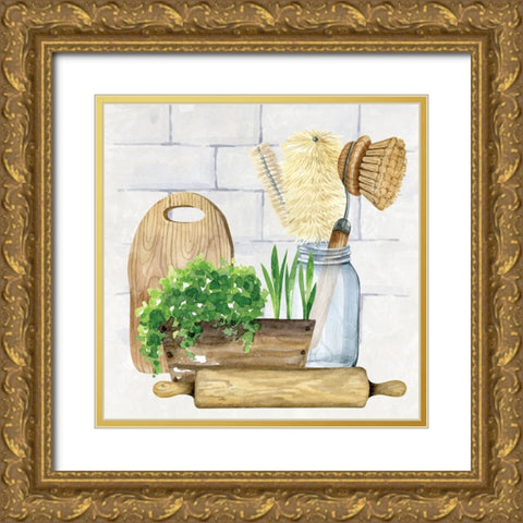 Kitchen Scene II Gold Ornate Wood Framed Art Print with Double Matting by ND Art