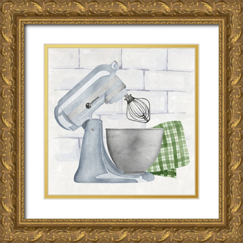 Kitchen Mixer Gold Ornate Wood Framed Art Print with Double Matting by ND Art