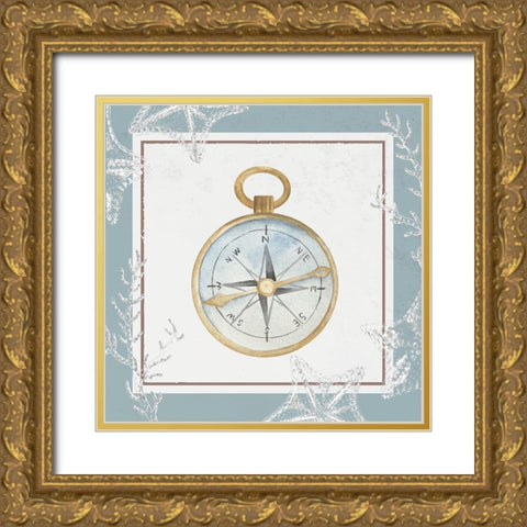 Compass Gold Ornate Wood Framed Art Print with Double Matting by ND Art