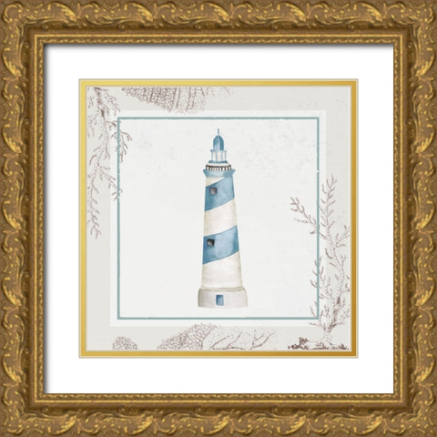 Lighthouse Gold Ornate Wood Framed Art Print with Double Matting by ND Art