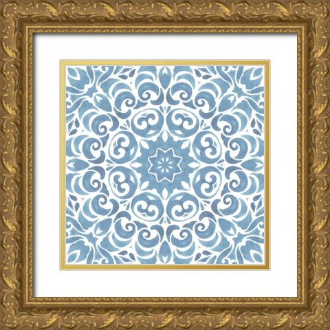 Coastal Blue Pattern II Gold Ornate Wood Framed Art Print with Double Matting by ND Art