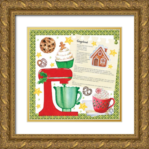 Gingerbread Cookies Gold Ornate Wood Framed Art Print with Double Matting by ND Art