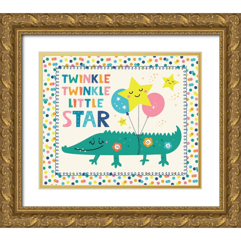 Twinkle Twinkle Gold Ornate Wood Framed Art Print with Double Matting by ND Art