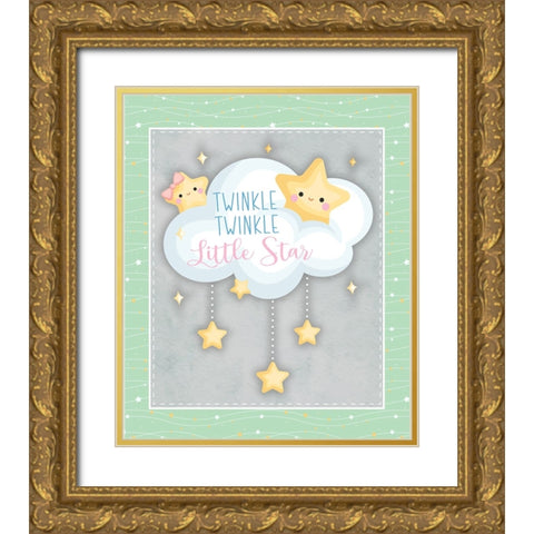 Twinkle Twinkle Gold Ornate Wood Framed Art Print with Double Matting by ND Art