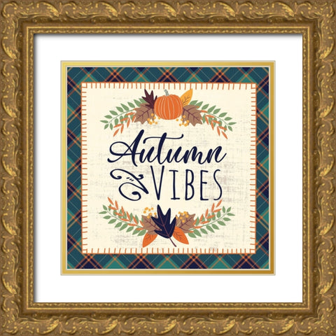 Autumn Vibes Gold Ornate Wood Framed Art Print with Double Matting by ND Art