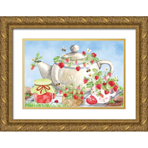 Strawberry Jam Gold Ornate Wood Framed Art Print with Double Matting by ND Art