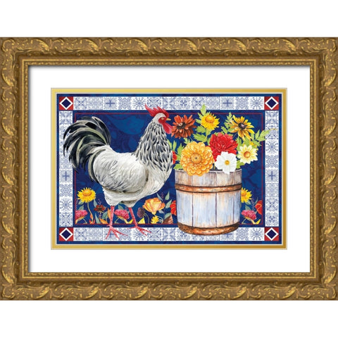 Rooster II Gold Ornate Wood Framed Art Print with Double Matting by ND Art