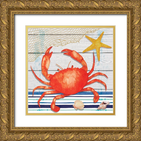Crab Gold Ornate Wood Framed Art Print with Double Matting by ND Art