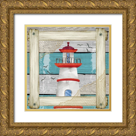 Lighthouse Gold Ornate Wood Framed Art Print with Double Matting by ND Art