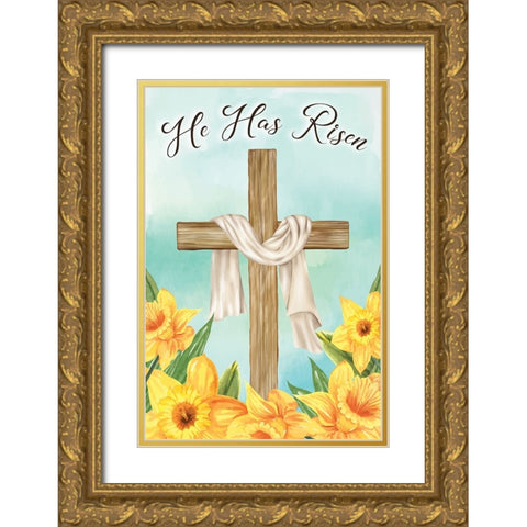 He Has Risen Gold Ornate Wood Framed Art Print with Double Matting by ND Art
