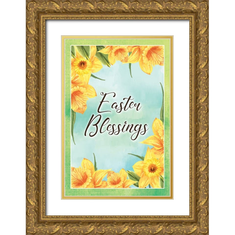 Easter Blessings Gold Ornate Wood Framed Art Print with Double Matting by ND Art