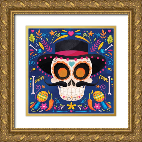 Day of the Dead II Gold Ornate Wood Framed Art Print with Double Matting by ND Art