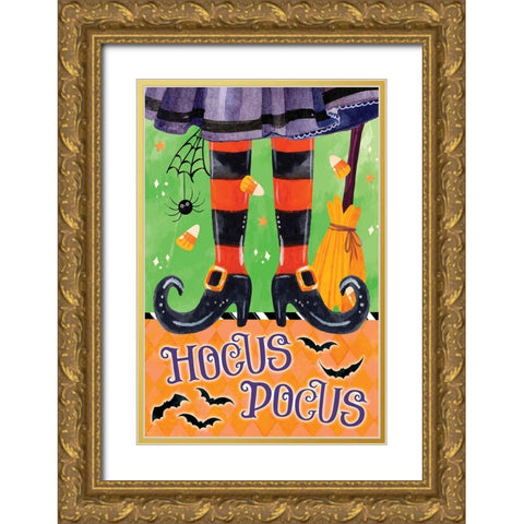 Witchy Hocus Pocus Gold Ornate Wood Framed Art Print with Double Matting by ND Art