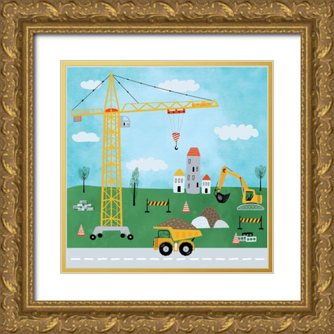 Construction Zone II Gold Ornate Wood Framed Art Print with Double Matting by ND Art