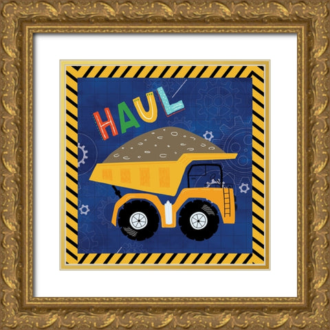Haul - Dump Truck Gold Ornate Wood Framed Art Print with Double Matting by ND Art
