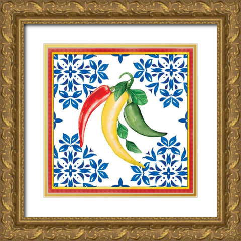 Chili Peppers II Gold Ornate Wood Framed Art Print with Double Matting by ND Art