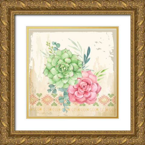 Southwest Cactus Gold Ornate Wood Framed Art Print with Double Matting by ND Art