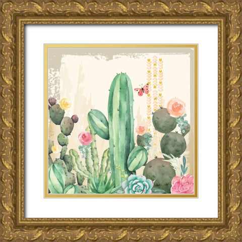 Southwest Cactus III Gold Ornate Wood Framed Art Print with Double Matting by ND Art