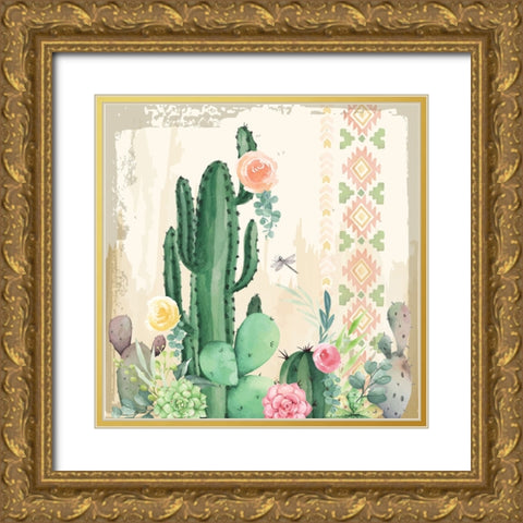 Southwest Cactus IV Gold Ornate Wood Framed Art Print with Double Matting by ND Art
