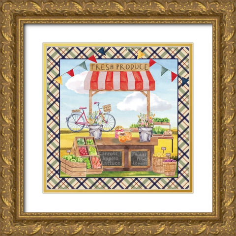 Farmers Market Stand Gold Ornate Wood Framed Art Print with Double Matting by ND Art