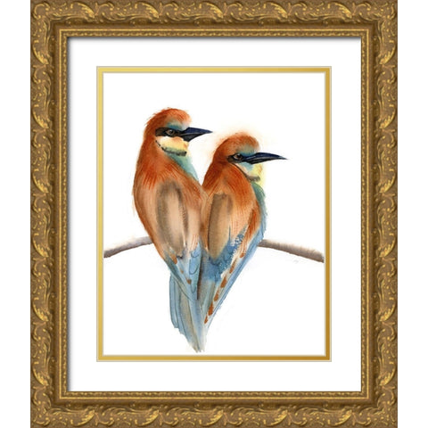 Black Beaks Gold Ornate Wood Framed Art Print with Double Matting by Shefranov, Olga