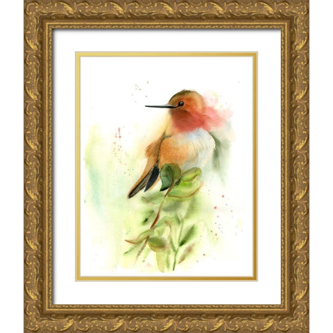 Pretty Bird Gold Ornate Wood Framed Art Print with Double Matting by Shefranov, Olga