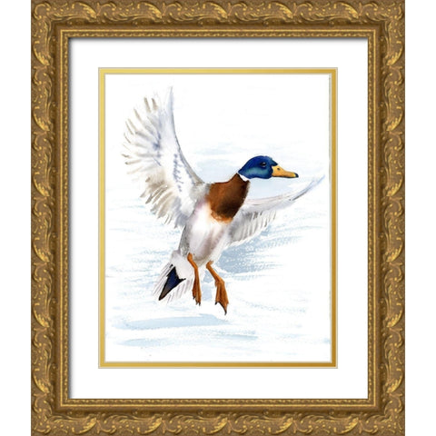 Mallard Gold Ornate Wood Framed Art Print with Double Matting by Shefranov, Olga