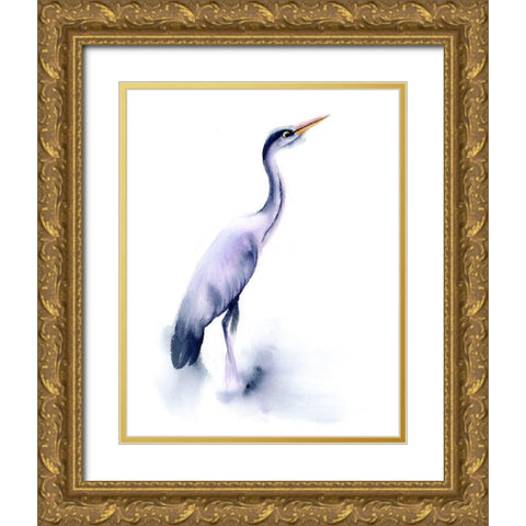 Crane Gold Ornate Wood Framed Art Print with Double Matting by Shefranov, Olga