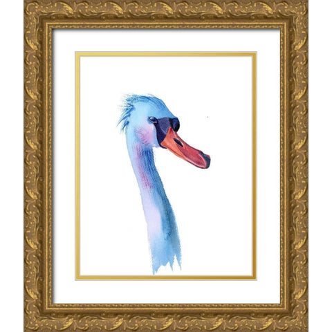 Swan Gold Ornate Wood Framed Art Print with Double Matting by Shefranov, Olga