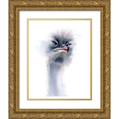 Ostrich Gold Ornate Wood Framed Art Print with Double Matting by Shefranov, Olga