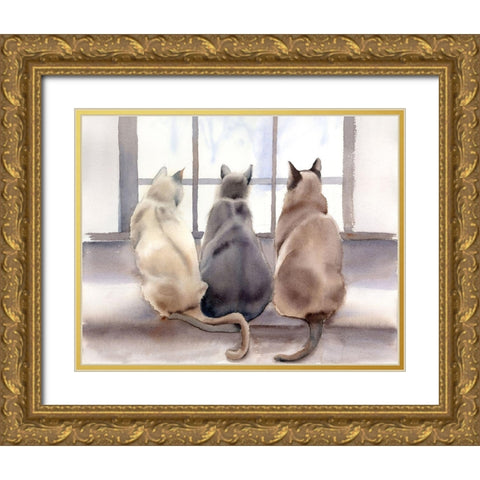 Cats Gold Ornate Wood Framed Art Print with Double Matting by Shefranov, Olga