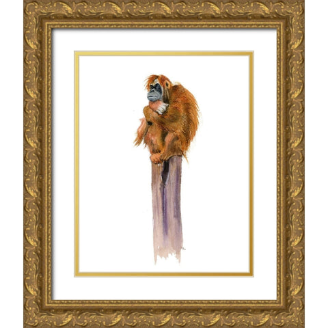 Monkey Gold Ornate Wood Framed Art Print with Double Matting by Shefranov, Olga